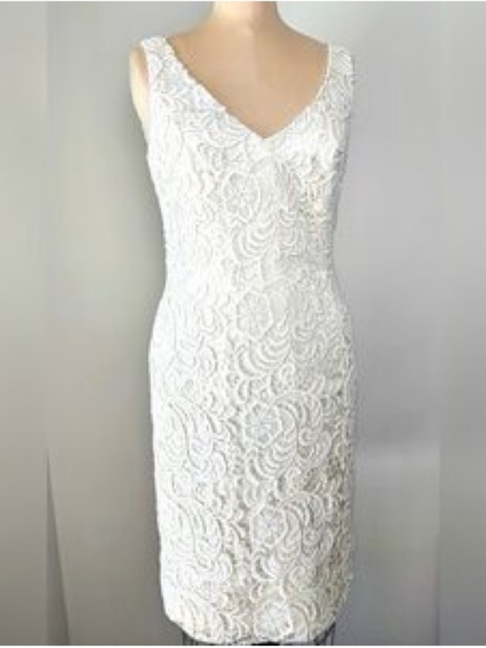 THEIA Cream Lace on Satin Cocktail Dress